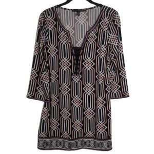 White House Black Market 3/4 Sleeve Printed Mini Dress Medium